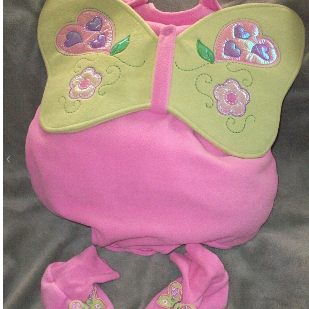 Baby Girl Butterfly Costume Size 6 - 12 Months Pink Green Halloween Spring
